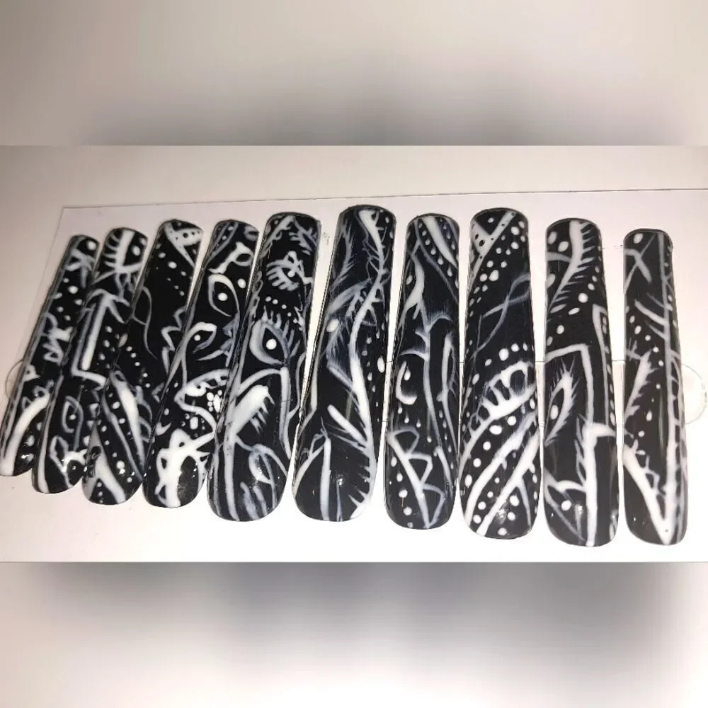 Hand crafted custom pasley bandanna 10pc xxl acrylic press on nails